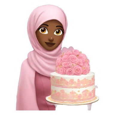 Pretty model muslim Somali girl with a pink floral cake sticker