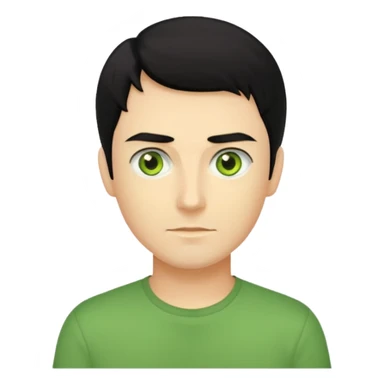 Greg Page black hair, green eyes, yellow shirt sticker