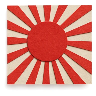 Japanese Empire flag (Rising Sun with rays) paper craft style sticker