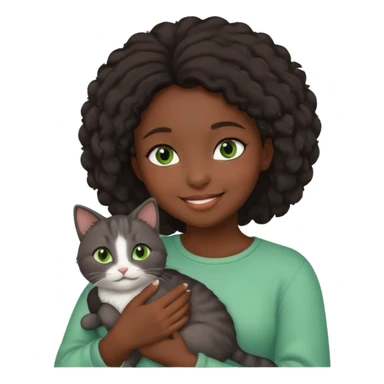 Black girl with grey cat sticker