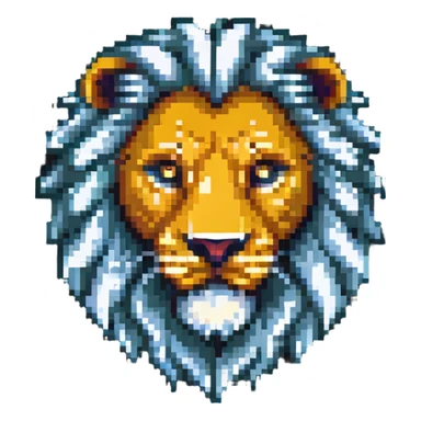 pixel art lion head with detailed mane sticker