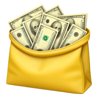 dollars in the yellow bag facing camera sticker