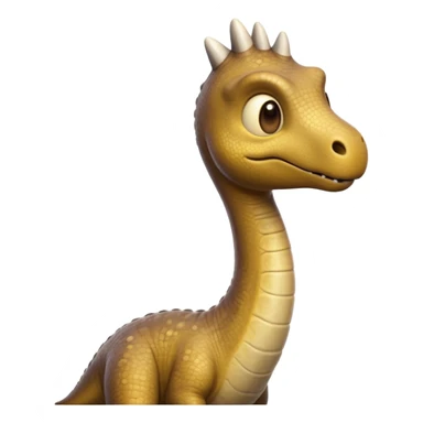 Cinematic Noble Brachiosaurus Portrait Emoji, Poised and majestic, with a towering, elongated neck stretching gracefully from a robust, column-like body, a small, gentle head with curious eyes, and subtle, textured skin in earthy tones, Simplified yet sharply defined features, highly detailed, glowing with a soft, golden radiance, high shine, intelligent and serene, stylized with an air of prehistoric grandeur, focused and calm, soft glowing outline, capturing the essence of a watchful and confident Brachiosaurus that appears ready to gracefully emerge from the screen with effortless power! sticker