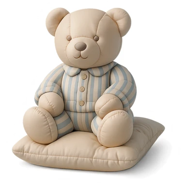 teddy bear in striped pajamas sitting on a pillow, cushion style sticker