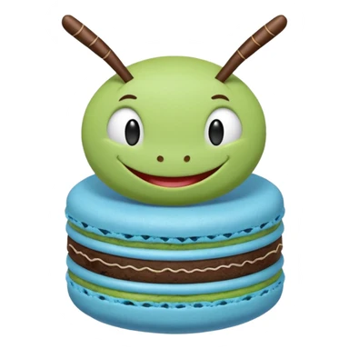 A cartoon cricket on a blue macaron sticker