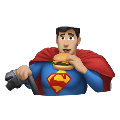 superman eating burger while driving sticker
