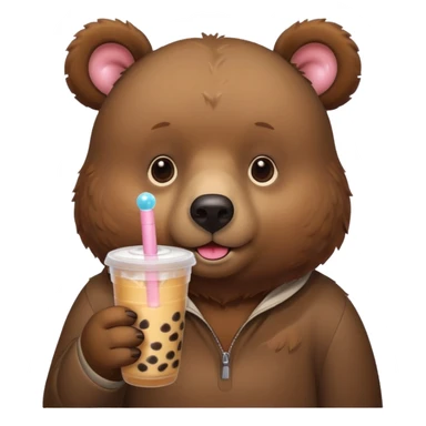 bear drinks bubble tea sticker