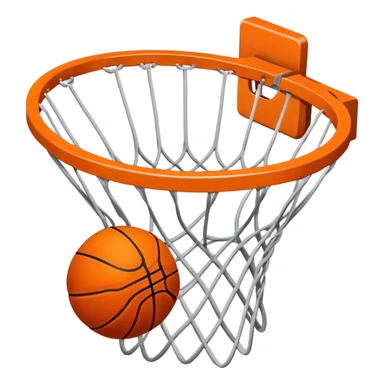 Basketball falling through the center of a hoop net, top view sticker