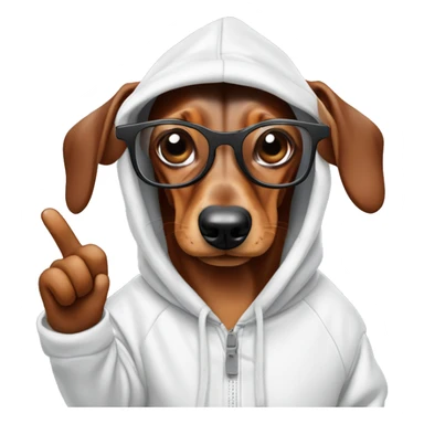 Sausage dog sticking his middle finger up with glasses and a hoodie  sticker