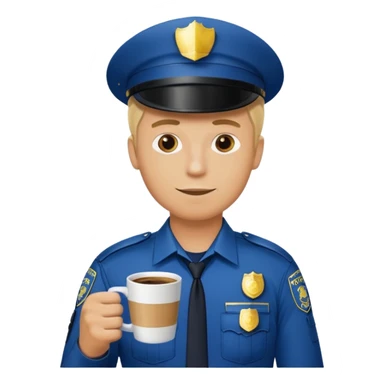 police blonde man holding coffe sticker