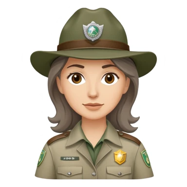white woman park ranger with brown and gray hair sticker