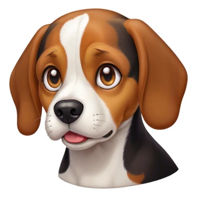 Cinematic Comical Tri-Color Beagle Portrait Emoji, Head tilted dramatically with an exaggeratedly shocked or offended expression, featuring a short tri-color coat of white, brown, and black, wide, expressive hazel eyes filled with exaggerated disbelief, Simplified yet hilariously expressive features, highly detailed, glowing with a slightly sassy glow, high shine, dramatic yet playful, stylized with an air of attitude, bright and endearing, soft glowing outline, capturing the essence of a sassy and over-the-top pup, so meme-worthy it feels like it could side-eye its way into internet fame instantly! sticker