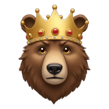 The combination of a bear and a human face and a crown on his head  sticker