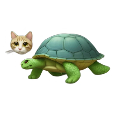 Un chat sur une tortue sticker