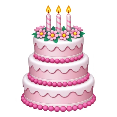 White and pink birthday cake sticker