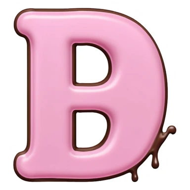 “Single pink bubble letter d, white outline, bottom dipped in chocolate with pink frosting drizzle, kawaii style, glossy, soft shading, clean outline, transparent background, Discord emoji size” sticker