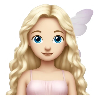 Beautiful, peony, fairy, light pink, long blond hair, big wings, fair skin, blue eyes  sticker