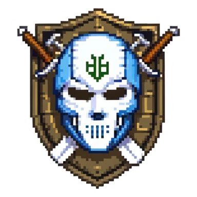 Shield badge with a hacker mask and crossed swords, dark themed for cybersecurity professionals sticker