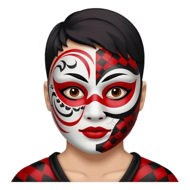 Painted Face, Mask painted red, white, and black patterns.
 sticker