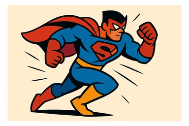 superhero suit, dynamic pose, vibrant colors sticker