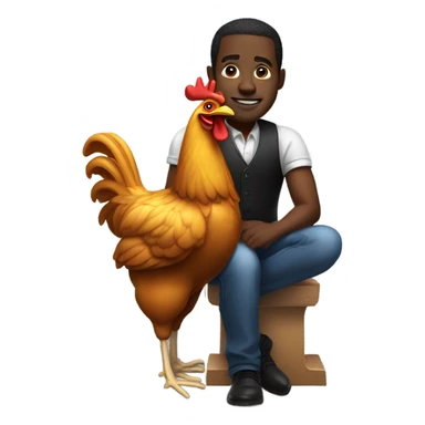 Black man riding a chicken sticker