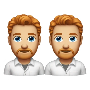 Portrait of an adult guy with red hair, serious face, light skin, brown stubble, blue eyes, wearing a white office shirt. sticker