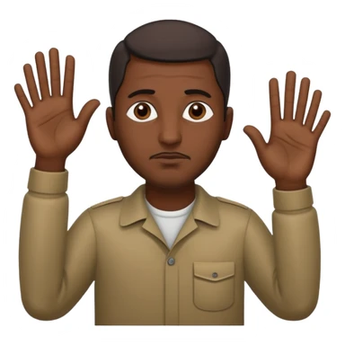 surrenders, depict an Iraqi with a sad face and raised hands sticker