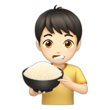 japanese boy eating rice sticker