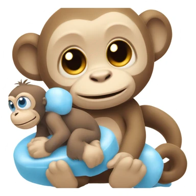 Light brown body, light blue eyes, baby monkey, jellycat stuffed animal sticker