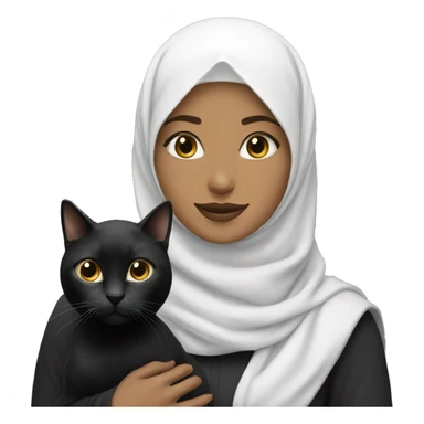 hijab women with white black cat sticker