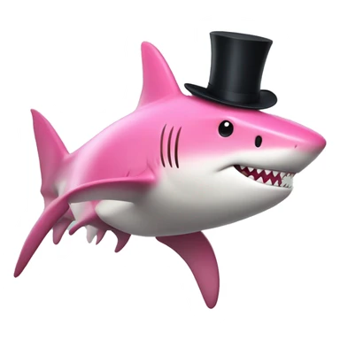 pink Shark with a top hat sticker