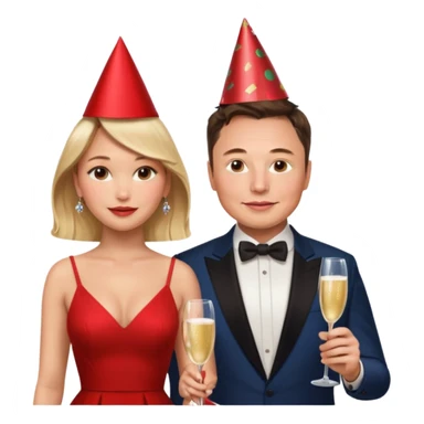 elon musk and Jennifer Lawrence in red dress sticker