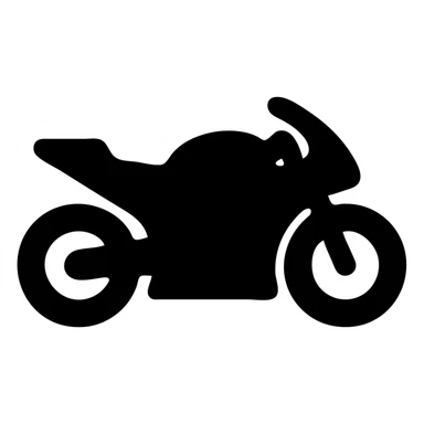 A motorcycle in a black filled icon style, with a racing design. sticker