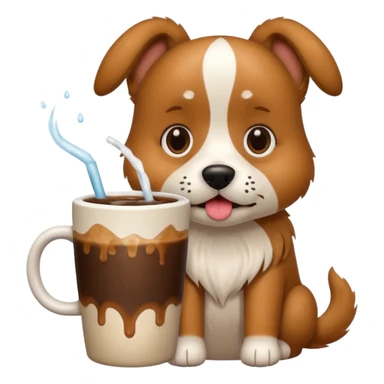 dog drinking cold coffee sticker