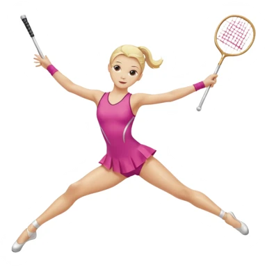 blonde rhythmic gymnast with clubs, mid-spin sticker