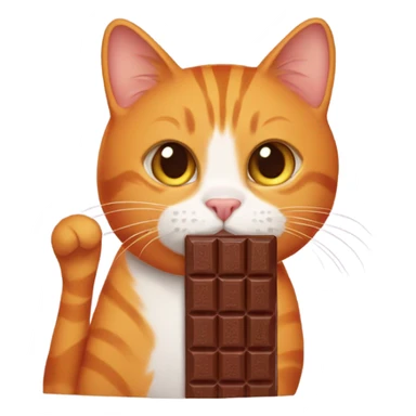 Orange cat with chocolate bar sticker