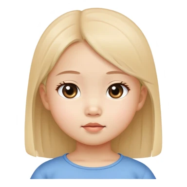 toddler girl face, Asian eyes, light skin, straight hair, no neck sticker