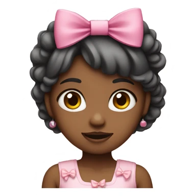 Girl wearing a pink bow sticker