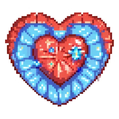 A red 3D heart with a bright glowing blue star inside sticker
