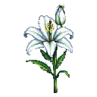 white lily flower with green stem sticker