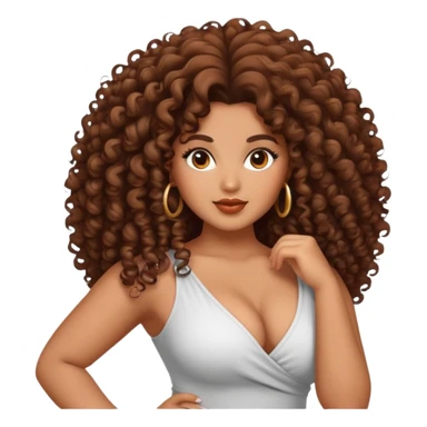 beautiful, curvy, exotic woman with big hair and confident pose sticker