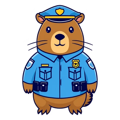 Capybara in a police officer uniform ￼ sticker