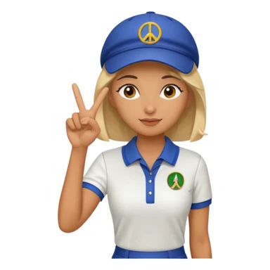 Woman in cute golf uniform giving peace sign  sticker