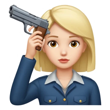 Girl holding a gun hand to head not real gun but made with a hand sticker