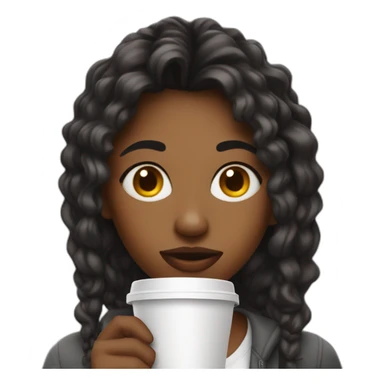 a female black student stessed crazy drinking a big take away coffe sticker