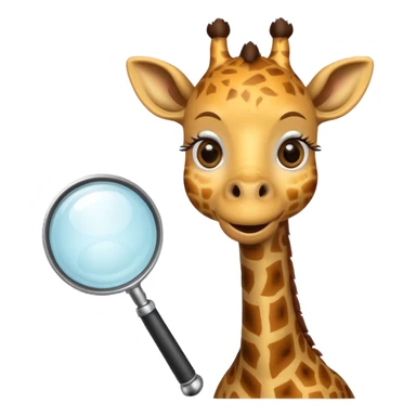 curious giraffe with creepy smile and with magnifying glass sticker