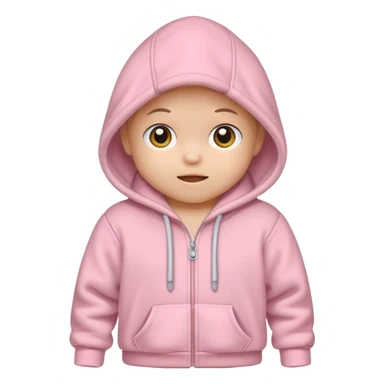 baby pink colour hoodie with hood emoji sticker