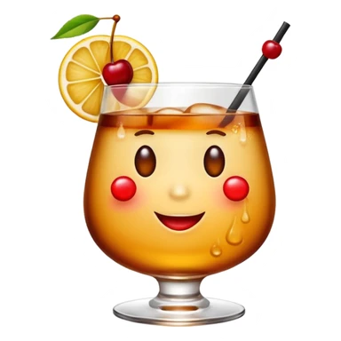 Emoji with an amaretto sour cocktail in whiskey glass sticker