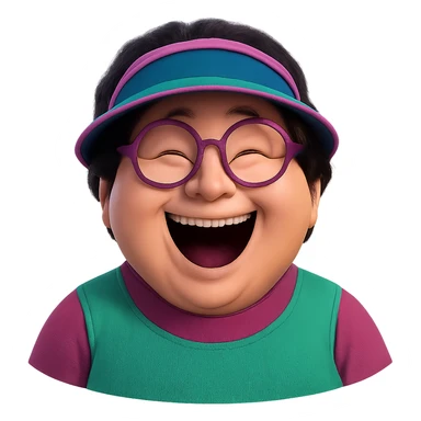 Extract only the center character with glasses and visor from the image, place it on a transparent background, and keep the original style and appearance. sticker