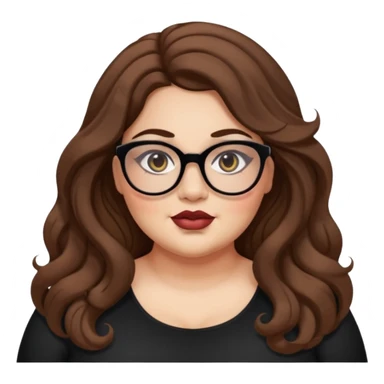 plus size, long brown wavy hair, baddie,pretty, makeup, black eyeliner, long hair, Spectacles  sticker